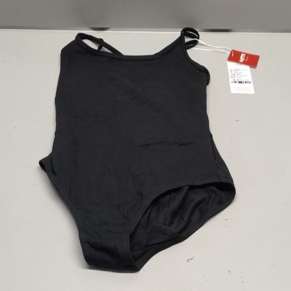 Daydance Girls Black Ballet Leotard Criss Cross Back Camisole Dancewear Size 13 - Picture 2 of 3
